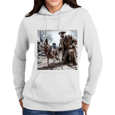Officer Dog & Security Skeleton Ladies Pullover Hooded Sweatshirt Thumbnail